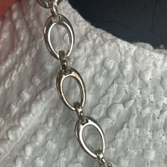 Trifari Crown Silver Oval Mixed Size Chain Link Necklace - Picture 8 of 9